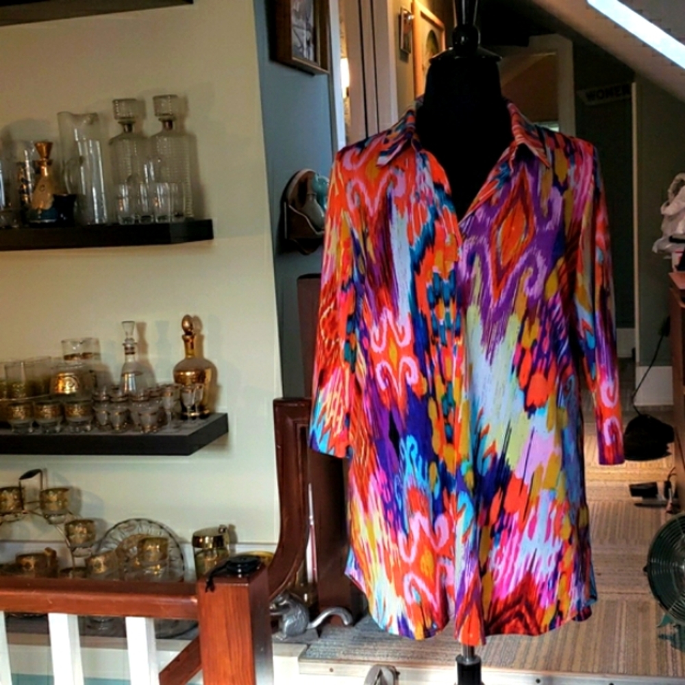 Women with Control  Womans Multicolor Collared Tunic